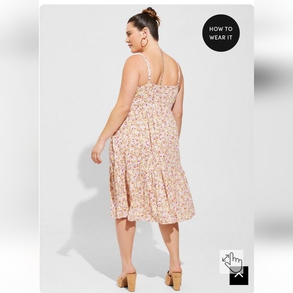 NWT Torrid Midi Rayon floral Tiered Dress, size 1x 14/16 - Picture 2 of 16